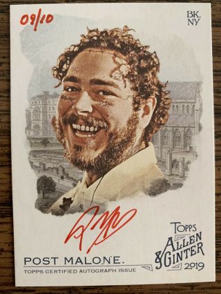2019 Allen And Ginter Post Malone Red Ink Signature 1/1 Red Ink