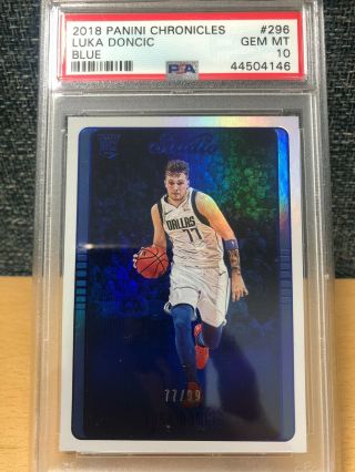 2018 - 19 Luka Doncic Panini Chronicles Rc Blue Psa10 (77/99) 1/1 Jersey Number