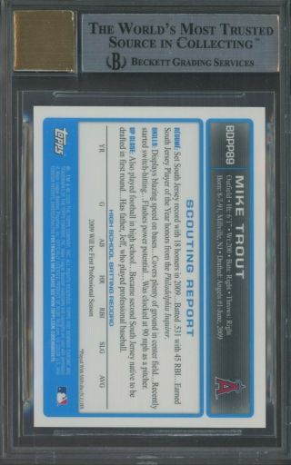 2009 Bowman Chrome Mike Trout Angels RC Rookie BGS 9 w/ 10 AUTO HIGH END 2