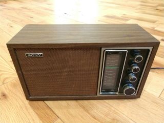 Vintage Sony Corp Tfm - 9440w Shelf Radio W/ Wood Cabinet And