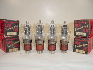 4 Vintage Nos Westinghouse 1625 Brown Base Dd Getter Amplifier Matched Tube Quad