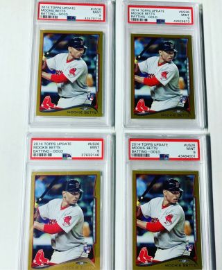 (4) Mookie Betts 2014 Topps Update Gold Rookie Us26 Psa 9 Rc /2014 Sp Wow