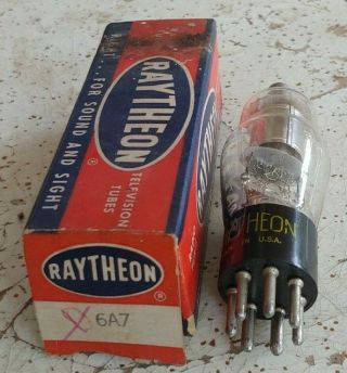 Vintage Nos/nib Raytheon 6a7 Vacuum Tube Tests 100 X 2,  Strong Tube
