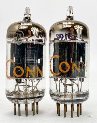 Conn 12au7a Ribbed Black Plate Top Angled D Getter Balanced And Matched Tubes