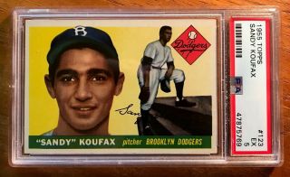 1955 Topps Sandy Koufax Brooklyn Dodgers Rookie Rc 123 Psa 5 Ex