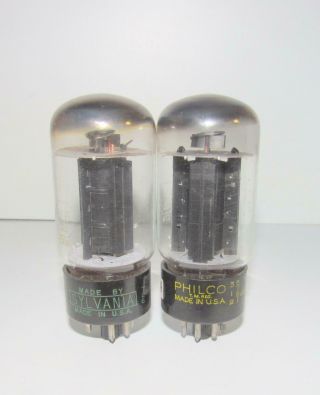 Matched Pair - 1957 Sylvania 6l6gb Black Plate Amplifier Tubes.  Tv - 7 Test Nos.