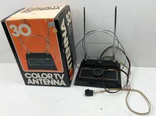 Vintage Gemini 30 Color Tv Antenna,  Box Television Vhf Uhf Fm Stereo Rabbit Ears