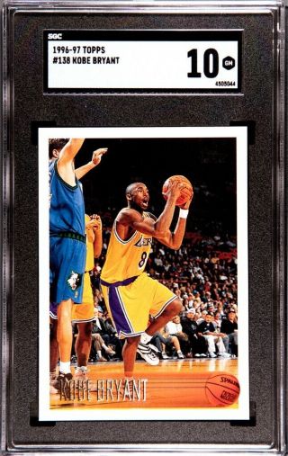 1996 Topps Basketball Kobe Bryant Rookie Rc 138 Sgc 10 Gem