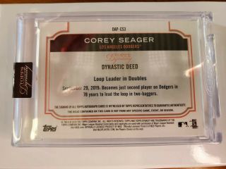 2020 TOPPS DYNASTY COREY SEAGER MLB LOGOMAN PATCH AUTO CARD 1/1 WORLD SERIES MVP 2