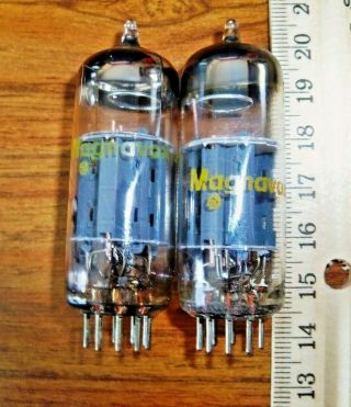2 Strong Matched Magnavox Short Gray Plate O Getter 6cg7 / 6fq7 Tubes