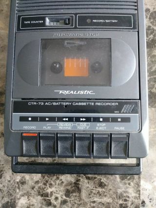 Realistic CTR - 73 Radio Shack Portable Cassette Tape Player Recorder Vtg 3