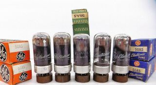 5 N.  O.  S Vintage Mixed Brands (4) Ge & (1) Sylvania Vacuum Tubes.  1 Money