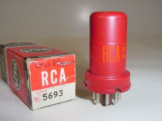 Vintage Nos 1968 Rca Jan Crc 5693 6sj7 Red Amplifier Tube 2