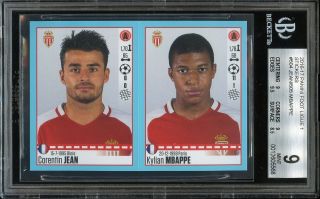 2016 - 17 Panini Foot Ligue 1 Kylian Mbappe Rc Rookie Card Bgs 9 W/ 9.  5