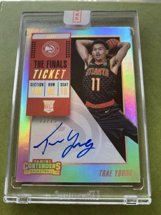 2018 - 19 Panini Contenders Trae Young The Finals Ticket Rookie Rc Auto /25