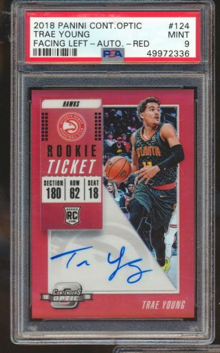 49972336 - 2018 Panini Contenders Optic Trae Young Rc Ticket Auto Red 89/99 Psa 9