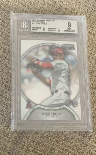 2011 Bowman Sterling Refractor Mike Trout Rc Bgs 9 /199
