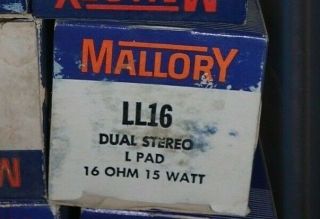 Vintage Nos Mallory L Pad,  Ll16,  Dual Stereo L Pad 16 Ohm 15 Watt