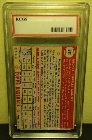 1952 Topps 311 Mickey Mantle RC Rookie Card Authentic Altered Grade Guys 2
