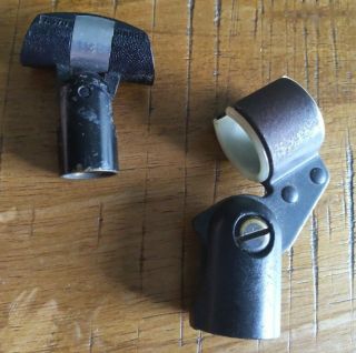 Vintage Authentic Shure A25 And A575d Metal Microphone Stand Clips