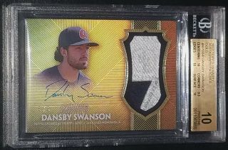 Dansby Swanson 2017 Topps Dynasty Gold Patch Auto Rc Ssp 5/5 Bgs 10/10 Pop: 1