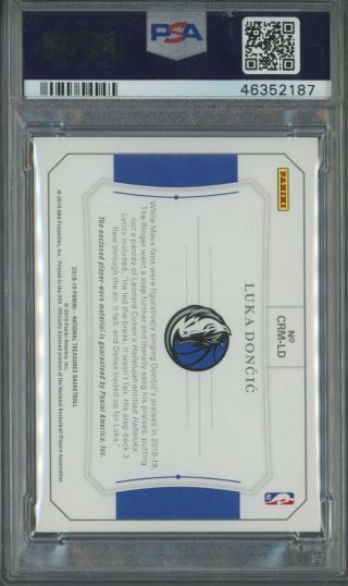 2018 - 19 National Treasures Colossal Luka Doncic RC Jersey /99 PSA 10 GEM 2