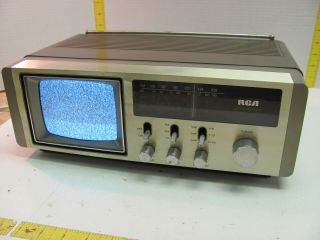 Vintage Rca Ac/dc Battery 5 " B&w Tv & Am/fm Radio Combo With Weather -