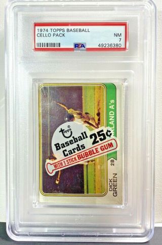 Very Rare 1974 Topps Baseball Card Cello Pack Psa 7 Graded Nm