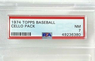 Very Rare 1974 Topps Baseball Card CELLO PACK PSA 7 Graded NM 2