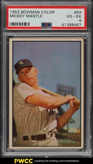 1953 Bowman Color Mickey Mantle 59 Psa 4 Vgex