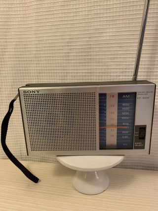 Sony Icf - 300w Radio Model Fm/am Portable Battery Op.  Euc