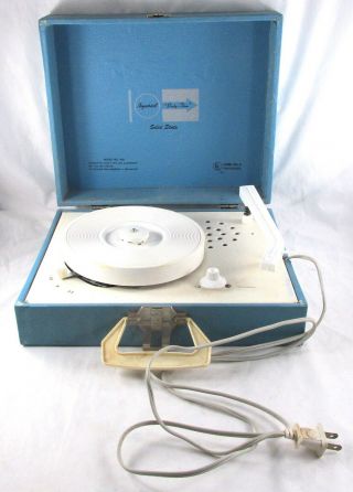 Vintage Blue Imperial Party Time Record Player Solid State Model 100 -