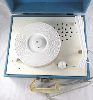 Vintage Blue Imperial Party Time Record Player Solid State Model 100 - 2