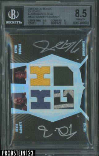 2007 - 08 Ud Black Kevin Durant Rc Kevin Garnett Silver Auto Patch 6/10 Bgs 8.  5