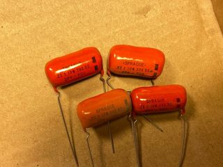 4 NOS Vintage Sprague Orange Drop.  22 uf 200v Capacitors 2PS OLD L 2