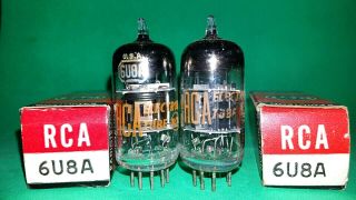 Nos/nib Date Matched Pair Rca 6u8a Tubes Ring Getters 1960