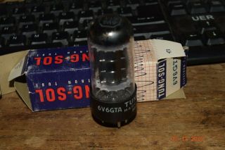 Vintage Nos Tall Bottle Tung Sol 6v6gta Black Plate Tube Test Great Tube Amp