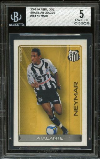 2009 - 10 Abril Gol Brazilian League 155 Neymar Jr.  Rc Rookie Card Bgs 5 Ex