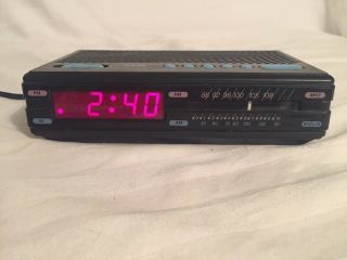 Vtg Sears Am Fm Electronic Alarm Clock Radio Lxi 225 23156 050 Blue Buttons