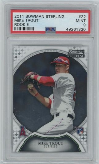 2011 Bowman Sterling 22 Mike Trout Rc Rookie Psa 9