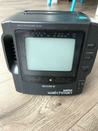 Vintage Sony Mega Watchman Walkman Portable Tv Am/fm Radio Fd - 525 - Black 1994