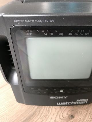 Vintage Sony Mega Watchman Walkman Portable TV AM/FM Radio FD - 525 - black 1994 3
