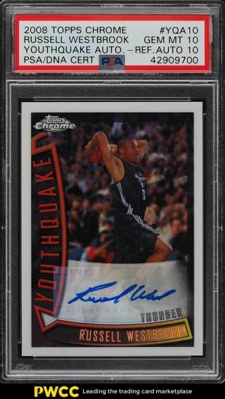2008 Topps Chrome Youthquake Refractor Russell Westbrook Rookie Auto /30 Psa 10