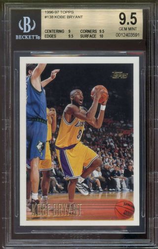 1996 - 97 Topps 138 Kobe Bryant Rookie Card Bgs 9.  5 (9 9.  5 9.  5 10)