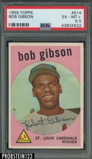 1959 Topps 514 Bob Gibson Cardinals Rc Rookie Hof Psa 6.  5 " Looks Nicer "
