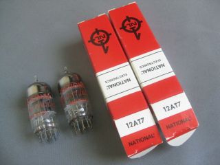Nos National 12at7 Ecc81 Black Plate Audio Tubes Pair Made In Usa