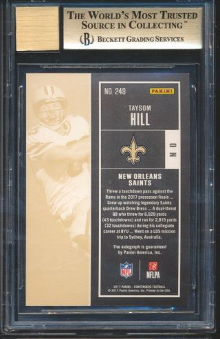2017 Contenders 249 Taysom Hill Cracked Ice RC Rookie Ticket AUTO 23/25 BGS 9.  5 2