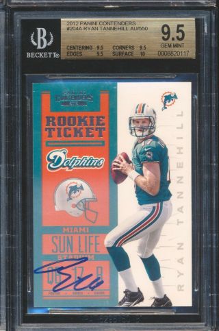 2012 Panini Contenders Rc Rookie Ticket Auto Autograph Ryan Tannehill Bgs 9.  5