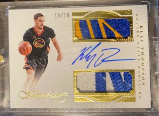 2015 Panini Flawless Klay Thompson Game Worn Jersey Patch Auto Autograph 15/18