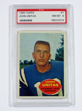 1960 Topps Football Johnny Unitas 1 Colts Psa 8 Df028260